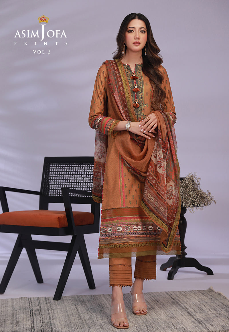 Ajbpd-37 Designers Stitched Embroidered Lawn 3-Pcs