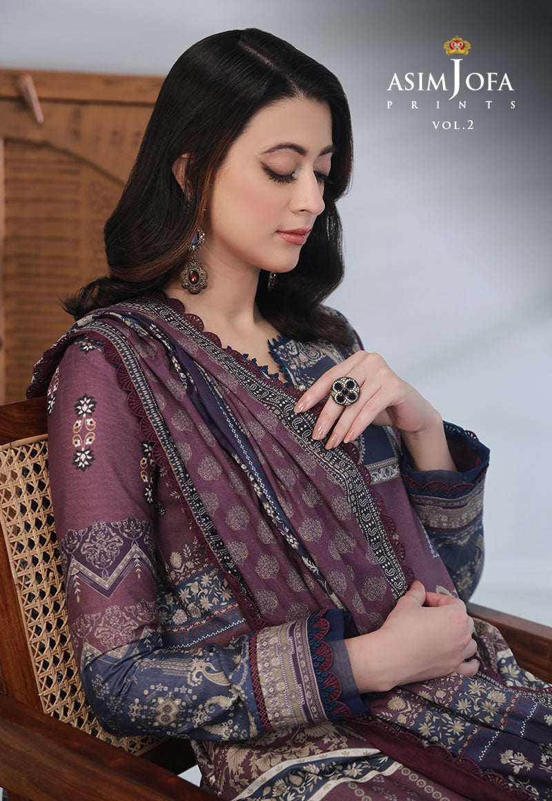 AJBPD-48 DESIGNERS STITCHED PRINTED LAWN 3 PCS