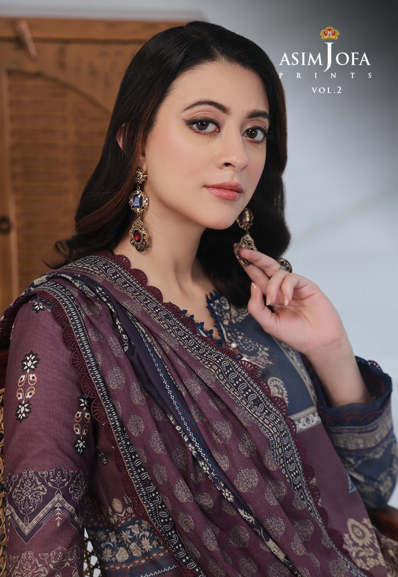 AJBPD-48 DESIGNERS STITCHED PRINTED LAWN 3 PCS