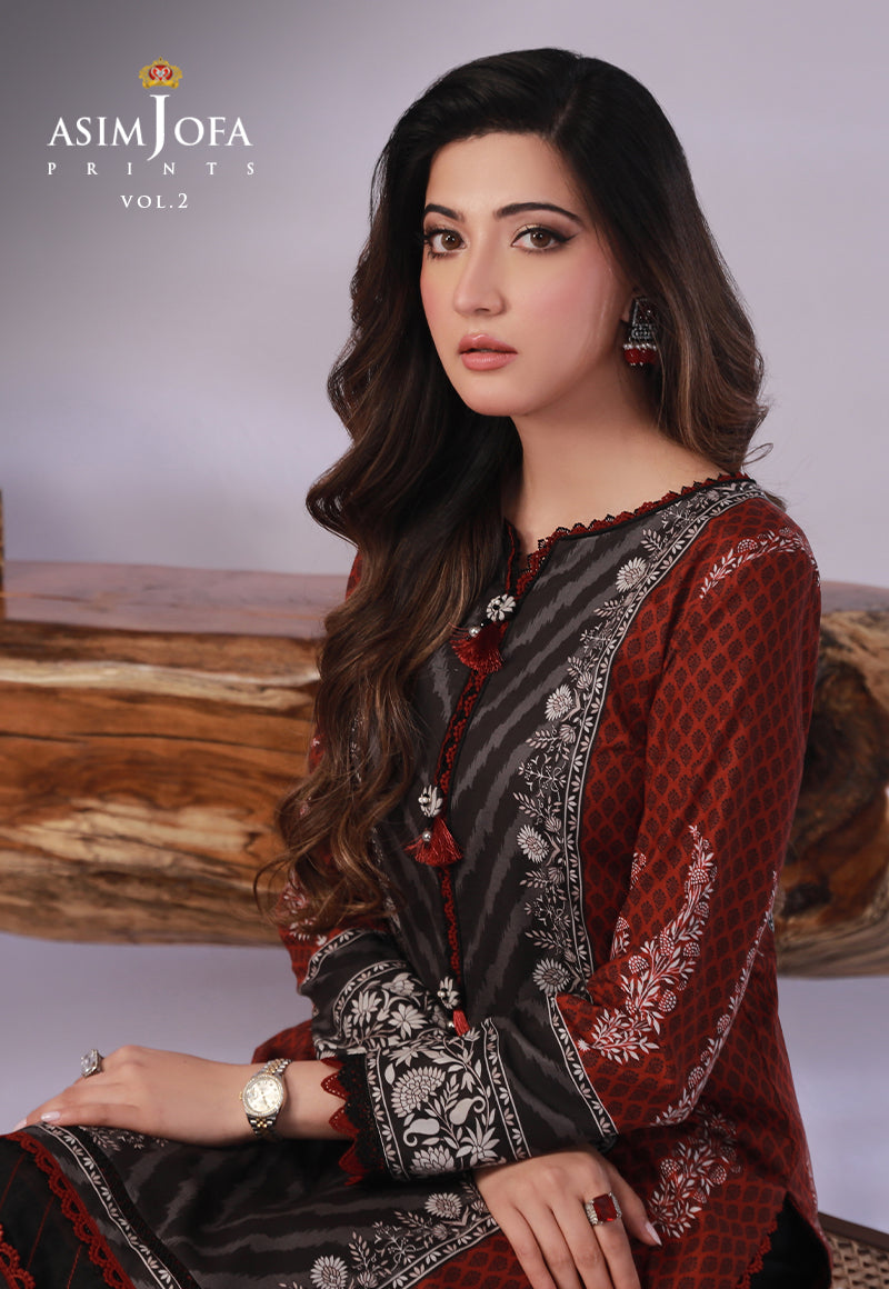 AJBPD-58 DESIGNERS STITCHED PRINTED LAWN 2 PCS