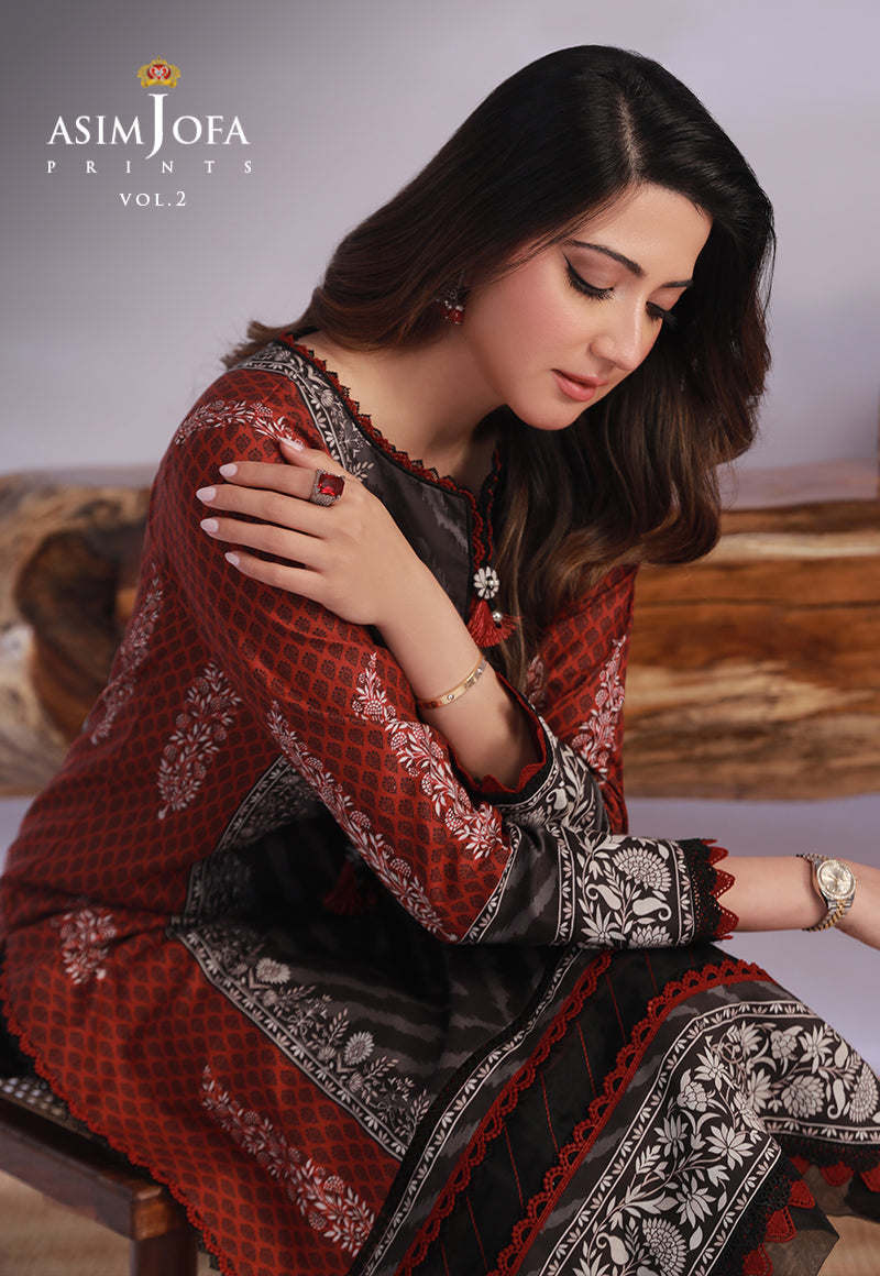 AJBPD-58 DESIGNERS STITCHED PRINTED LAWN 2 PCS