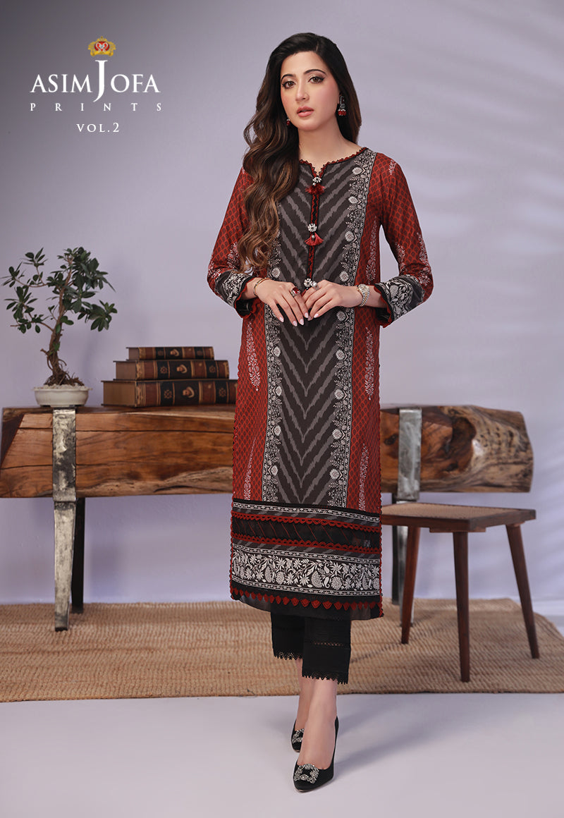 Ajbpd-58 Designers Stitched Printed Lawn 2 Pcs
