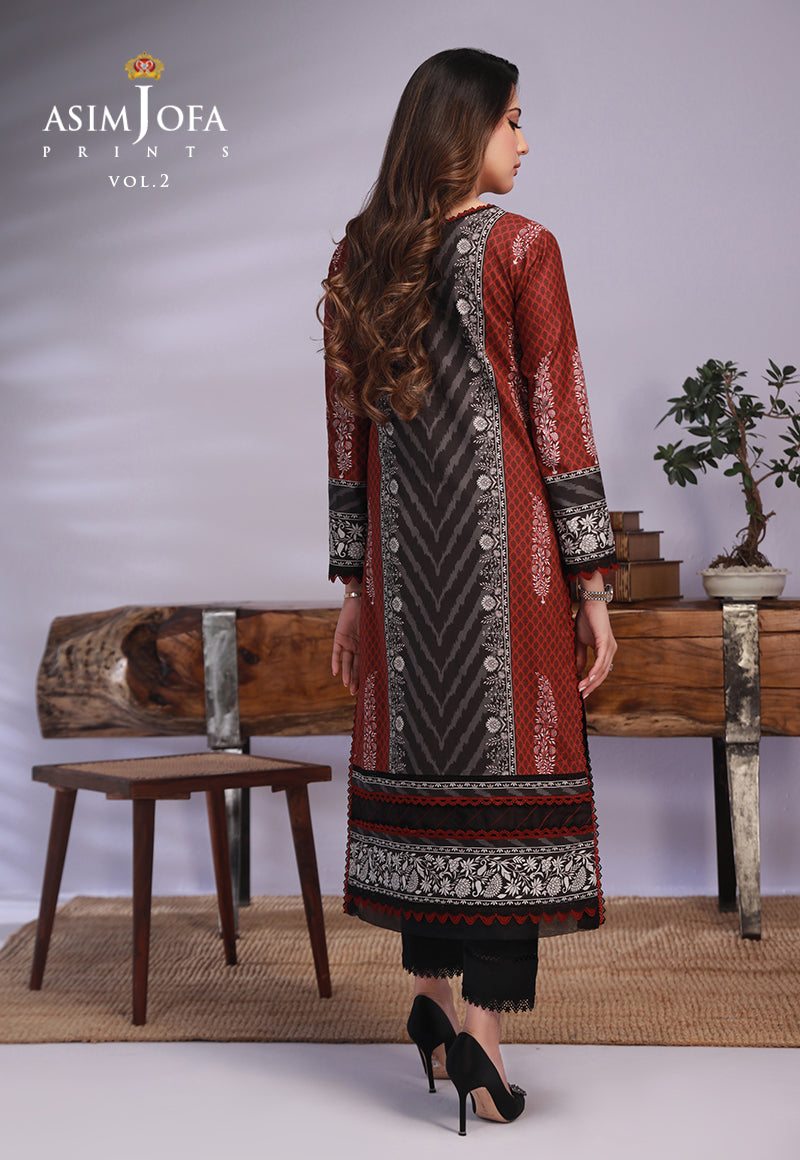 Ajbpd-58 Designers Stitched Printed Lawn 2 Pcs