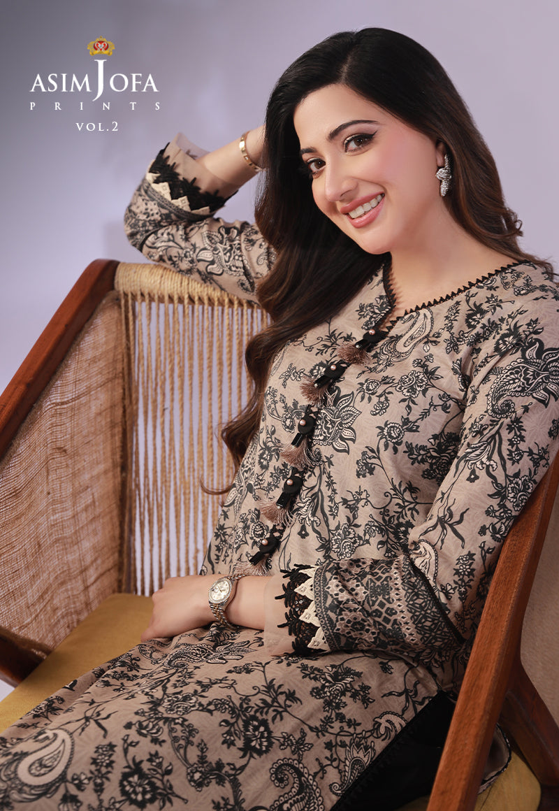 AJBPD-59 DESIGNERS STITCHED PRINTED LAWN 1 PC