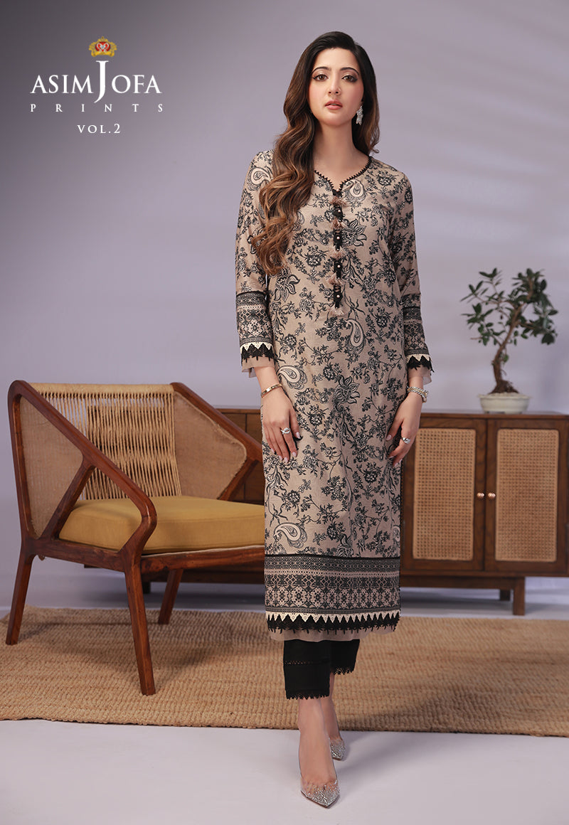 AJBPD-59 DESIGNERS STITCHED PRINTED LAWN 1 PC