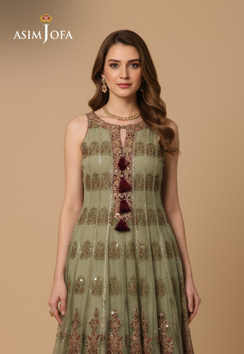 AJDSAI-279 EMBROIDERED ORGANZA STITCHED 3 PC