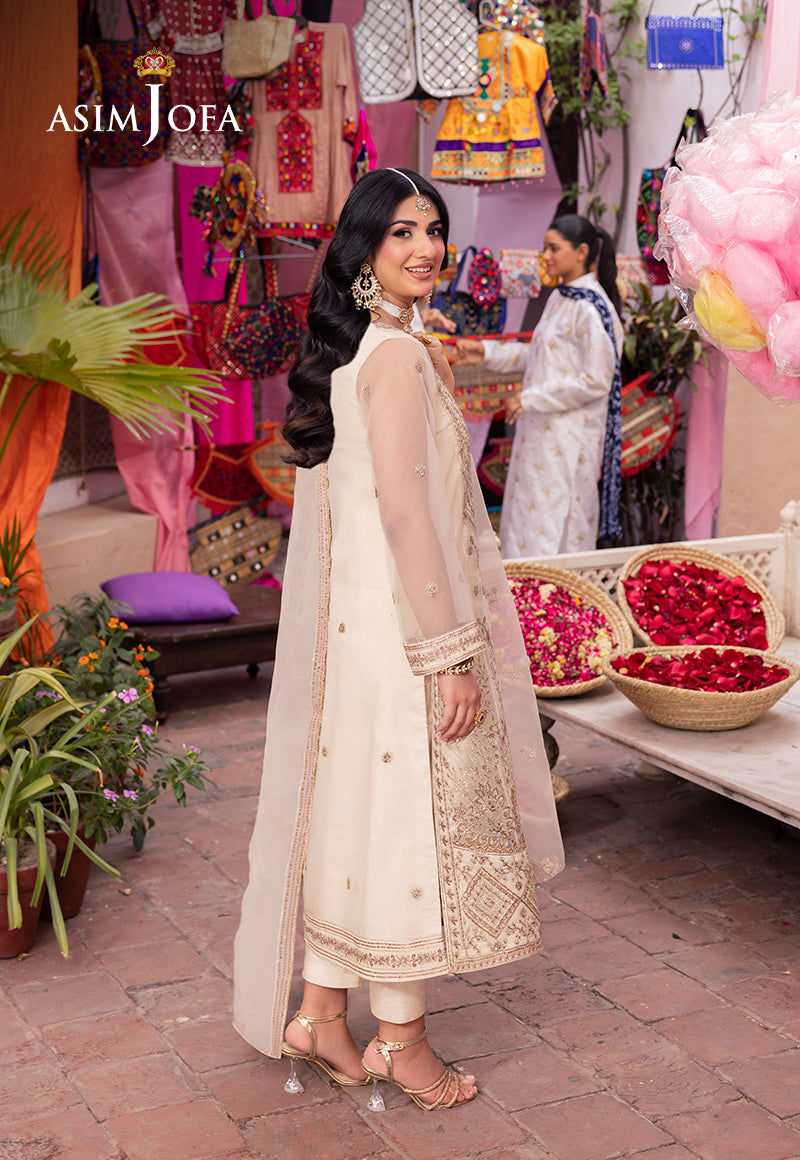 AJEMB-11 EMBROIDERED ORGANZA STITCHED 3 PCS