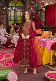 AJEMB-23 EMBROIDERED ORGANZA STITCHED 3 PCS