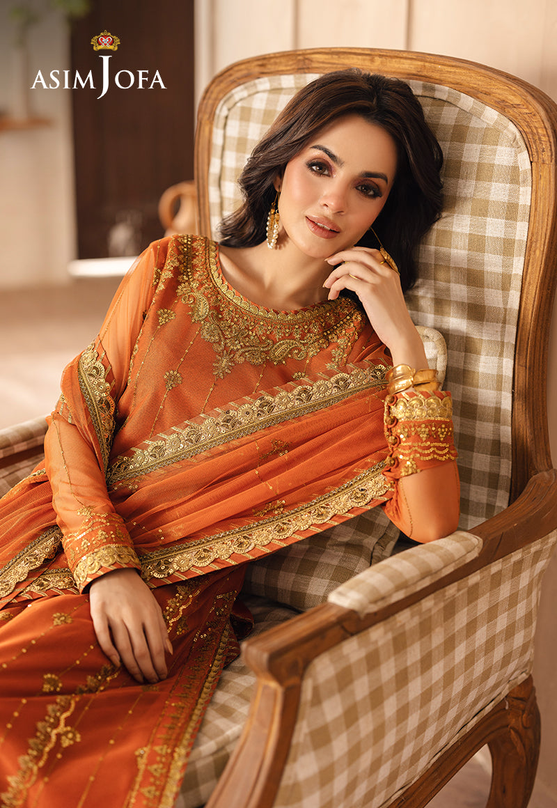 AJHED-09 EMBROIDERED NET STITCHED 3 PCS