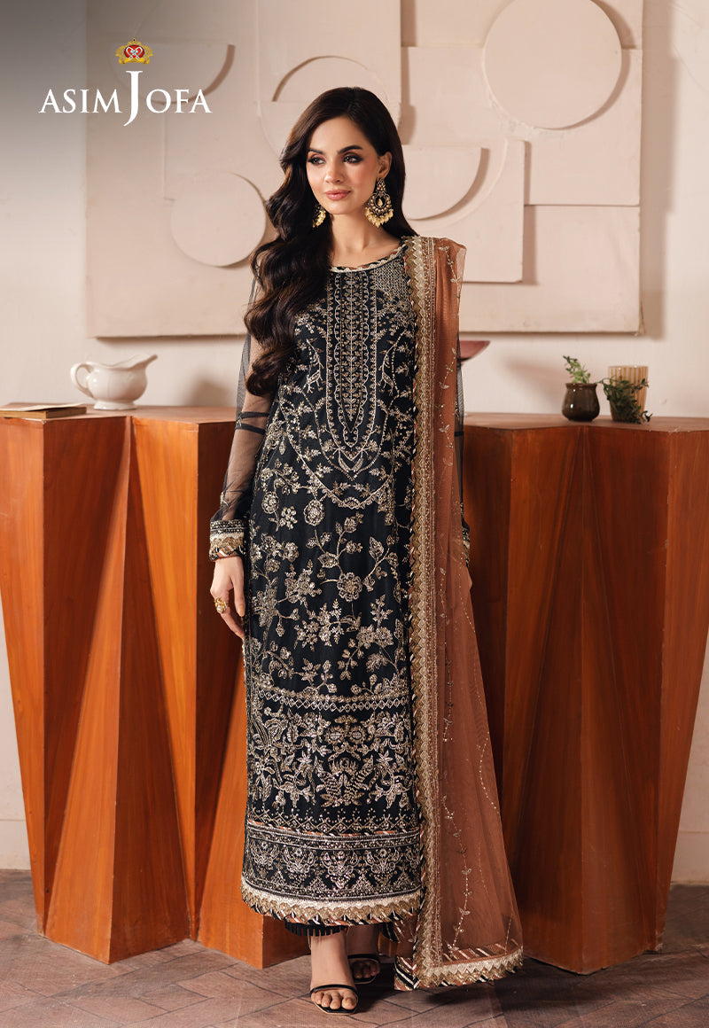 AJHED-05 EMBROIDERED NET STITCHED 3 PCS