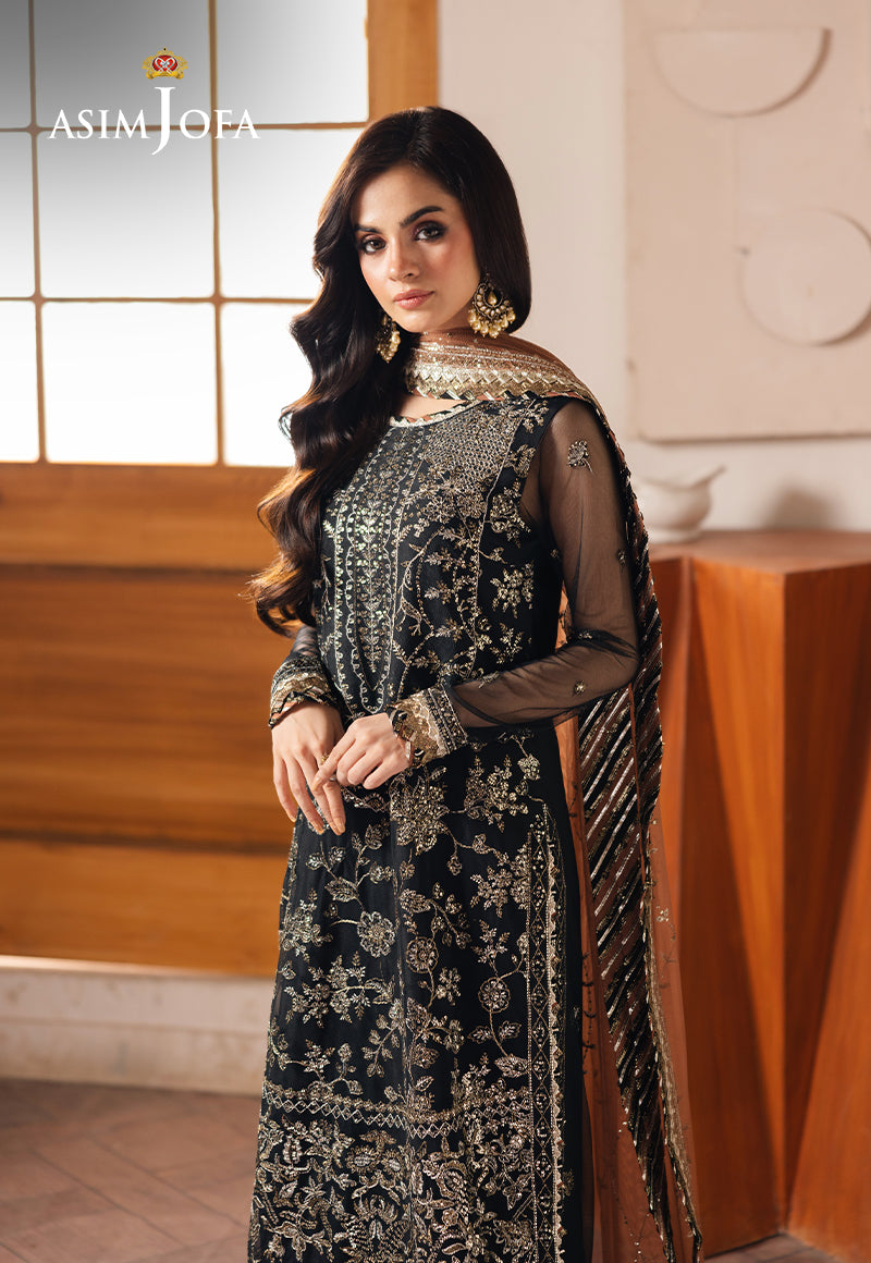 AJHED-05 EMBROIDERED NET STITCHED 3 PCS