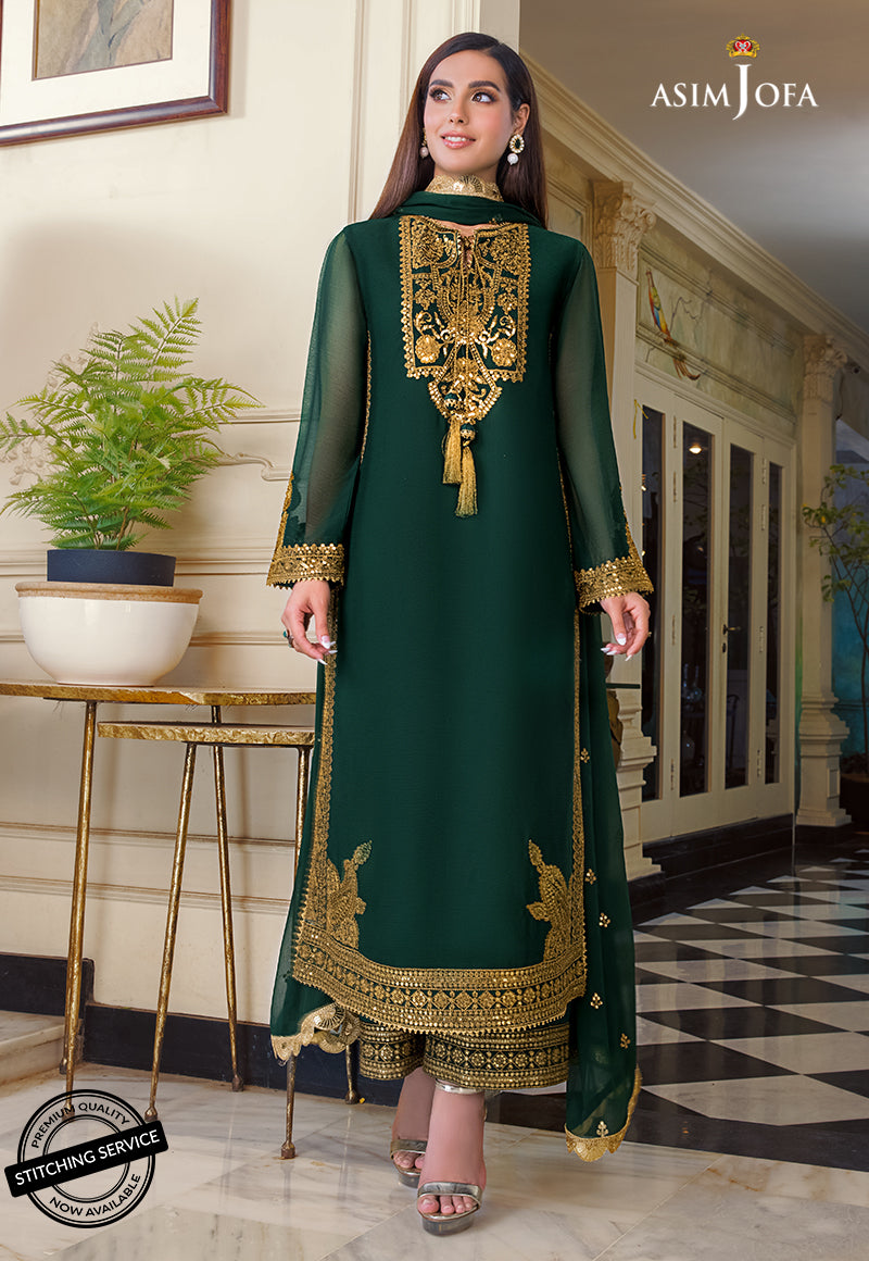 AJIMD-03 EMBROIDERED CHIFFON STITCHED 3 PCS