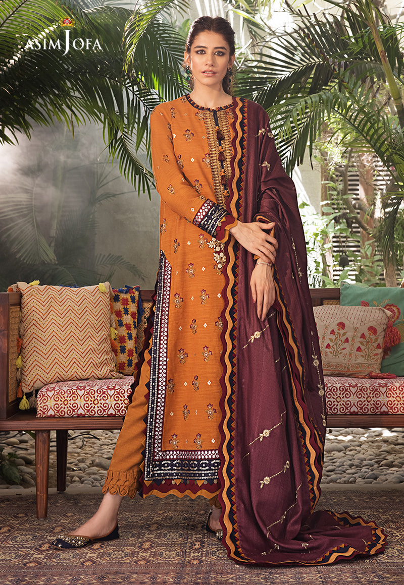 Ajk-01 Embroidered Cotton Slub Crosshatch 3 Pcs