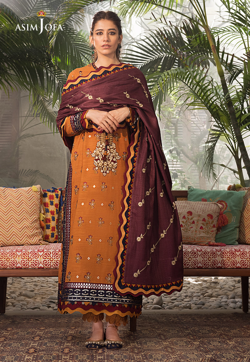 Ajk-01 Embroidered Cotton Slub Crosshatch 3 Pcs
