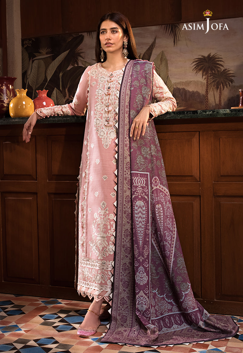 Ajk-05 Embroidered Cotton Slub Crosshatch 3 Pcs