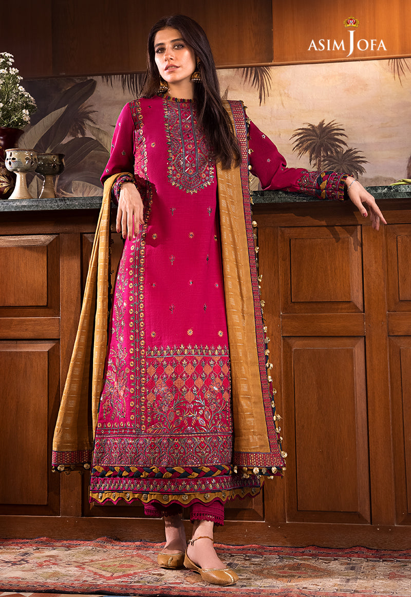 AJK-08 EMBROIDERED COTTON SLUB CROSSHATCH 3 PCS