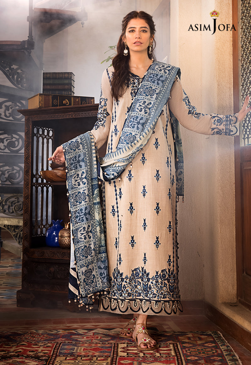AJK-12 EMBROIDERED COTTON SLUB CROSSHATCH 3 PCS