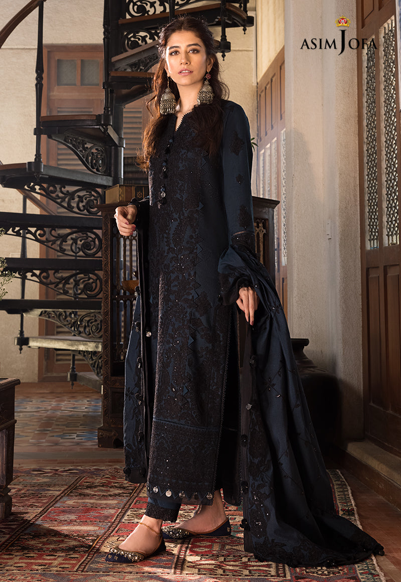 AJK-13 EMBROIDERED PURE THICK COTTON NET 3 PCS