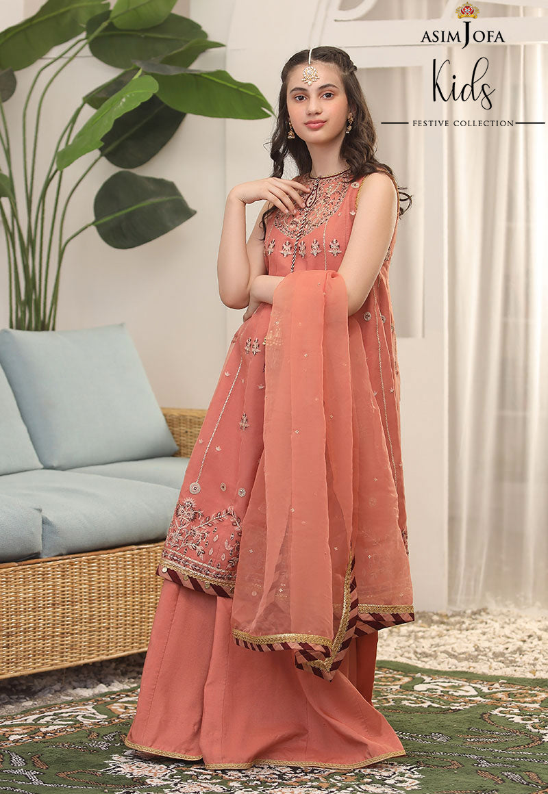 Ajkf-06 Embroidered Organza 3 Pcs
