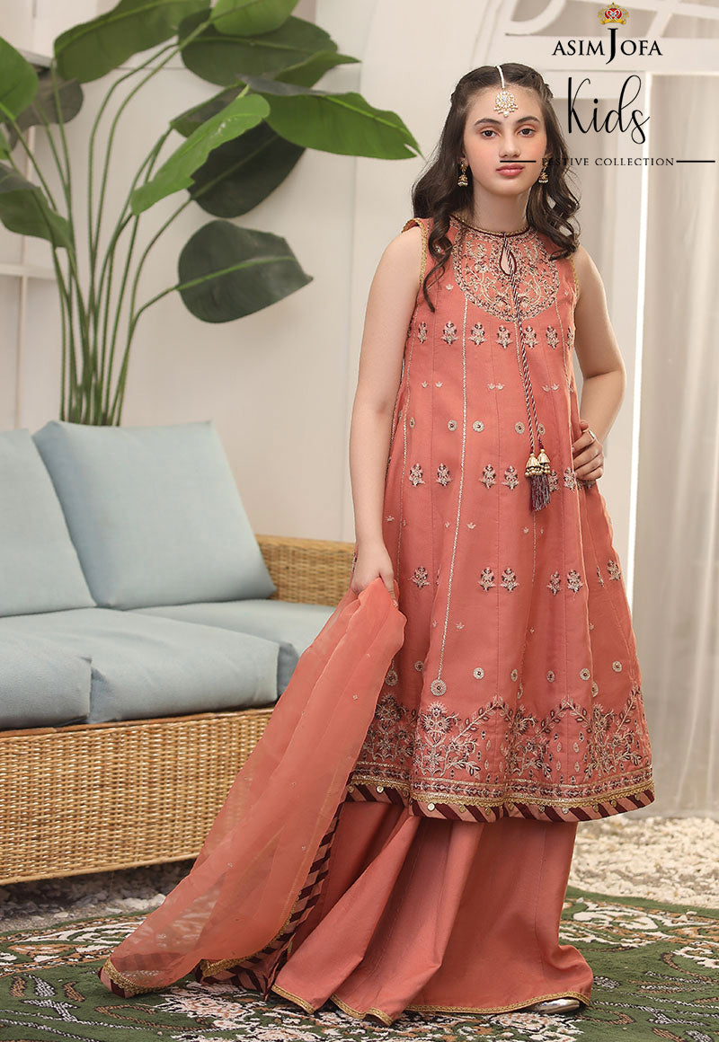 Ajkf-06 Embroidered Organza 3 Pcs
