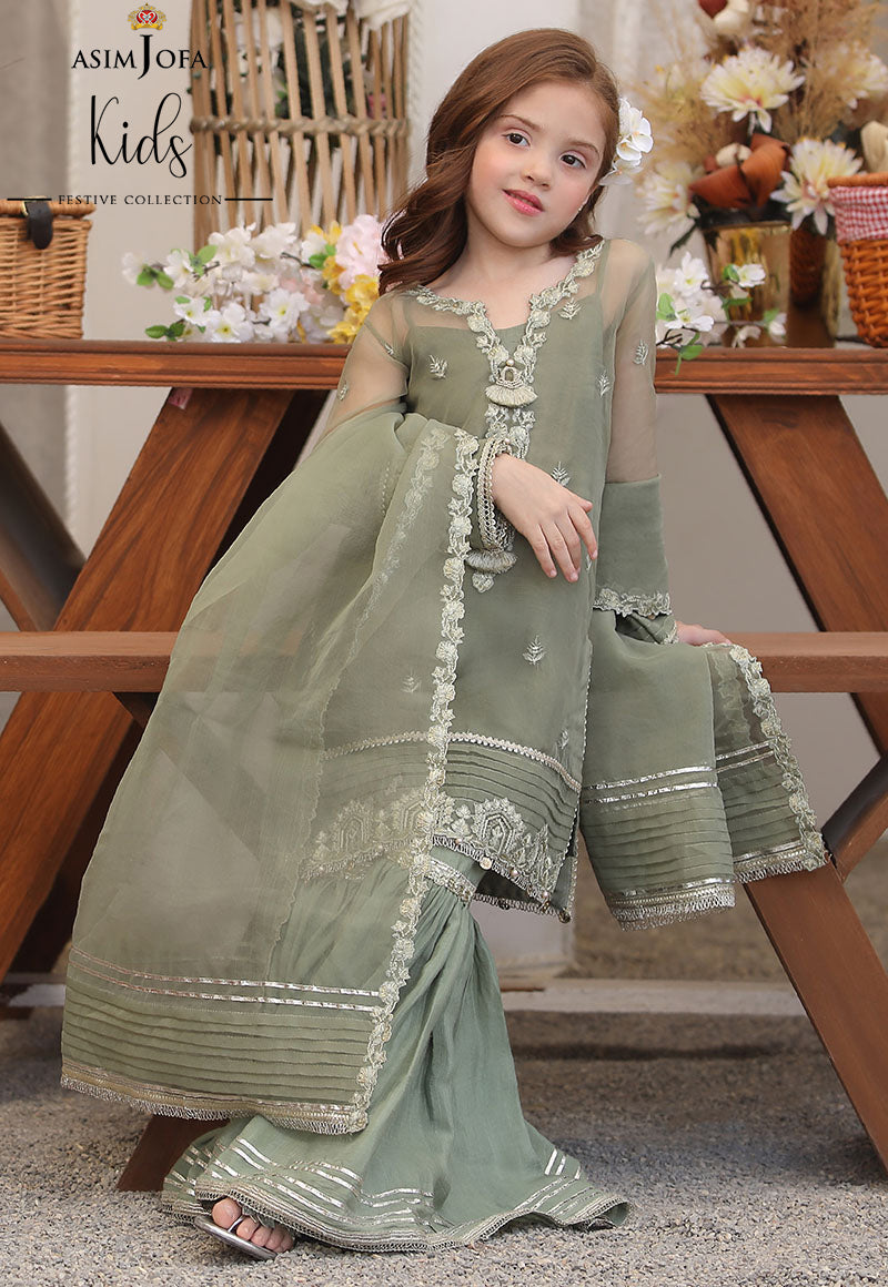 AJLLFB-19 Embroidered Chiffon Stitched 3 Pcs