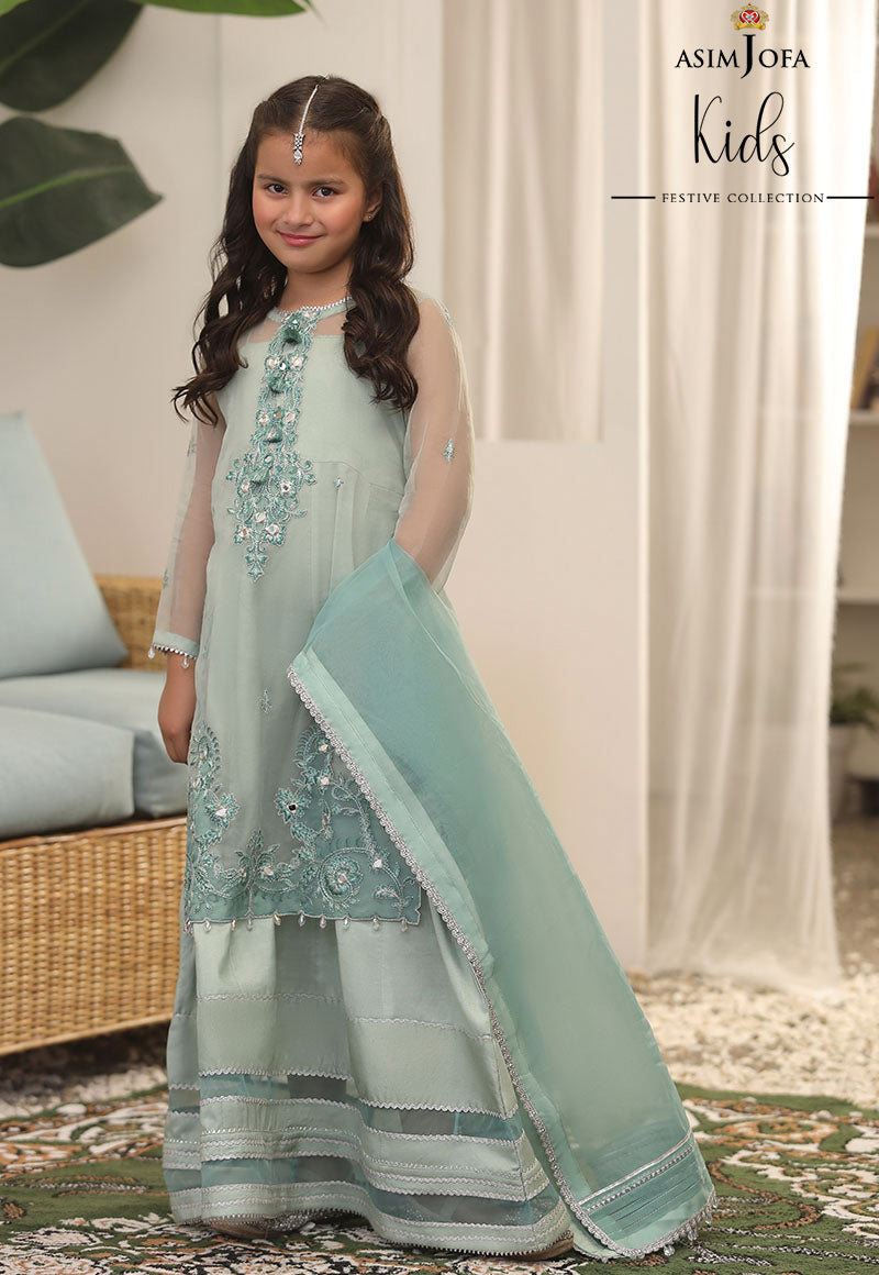 AJKF-13 EMBROIDERED ORGANZA 3 PCS