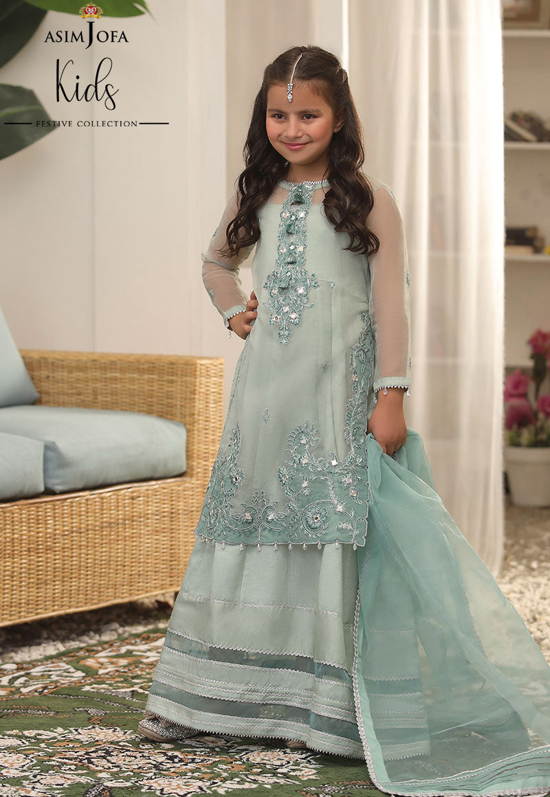 AJKF-13 EMBROIDERED ORGANZA 3 PCS