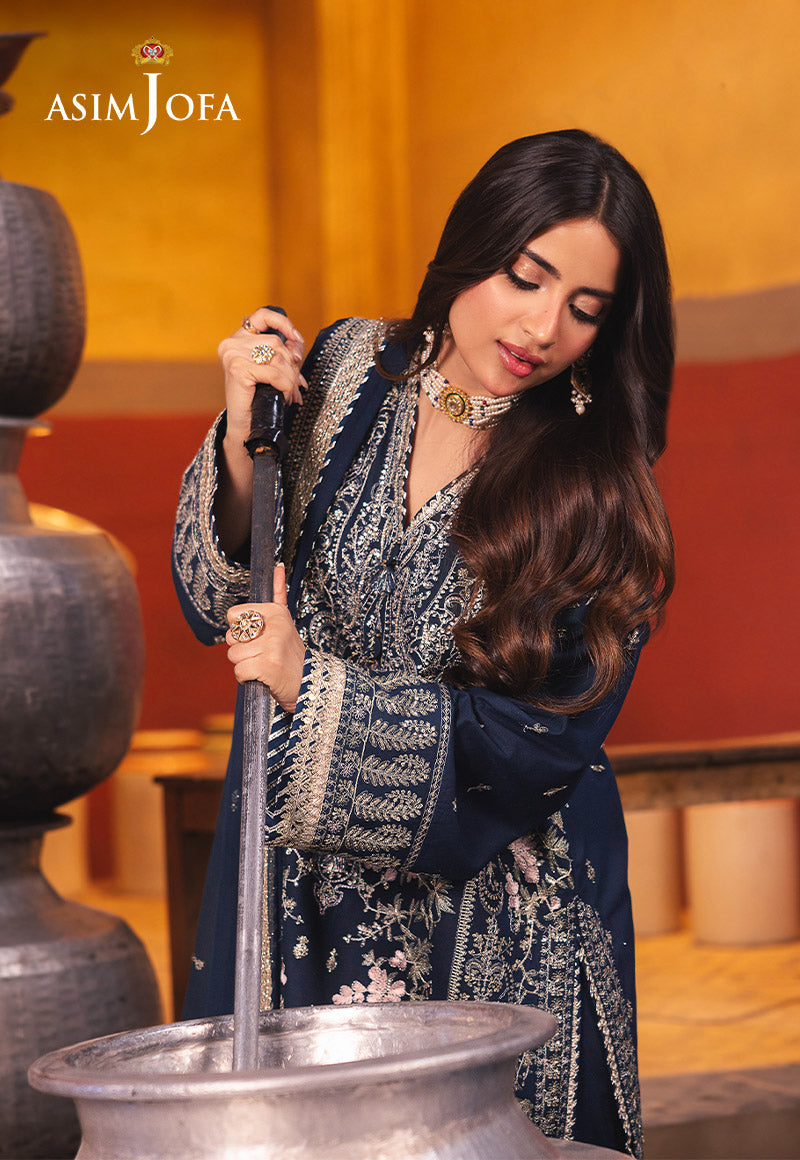AJKKD-25-XS EMBROIDERED TWISTED SILK 3 PCS