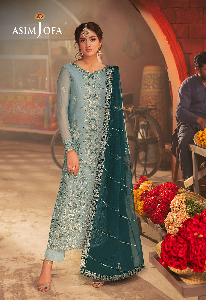 AJKKB-17 EMBROIDERED CHIFFON STITCHED 3 PCS