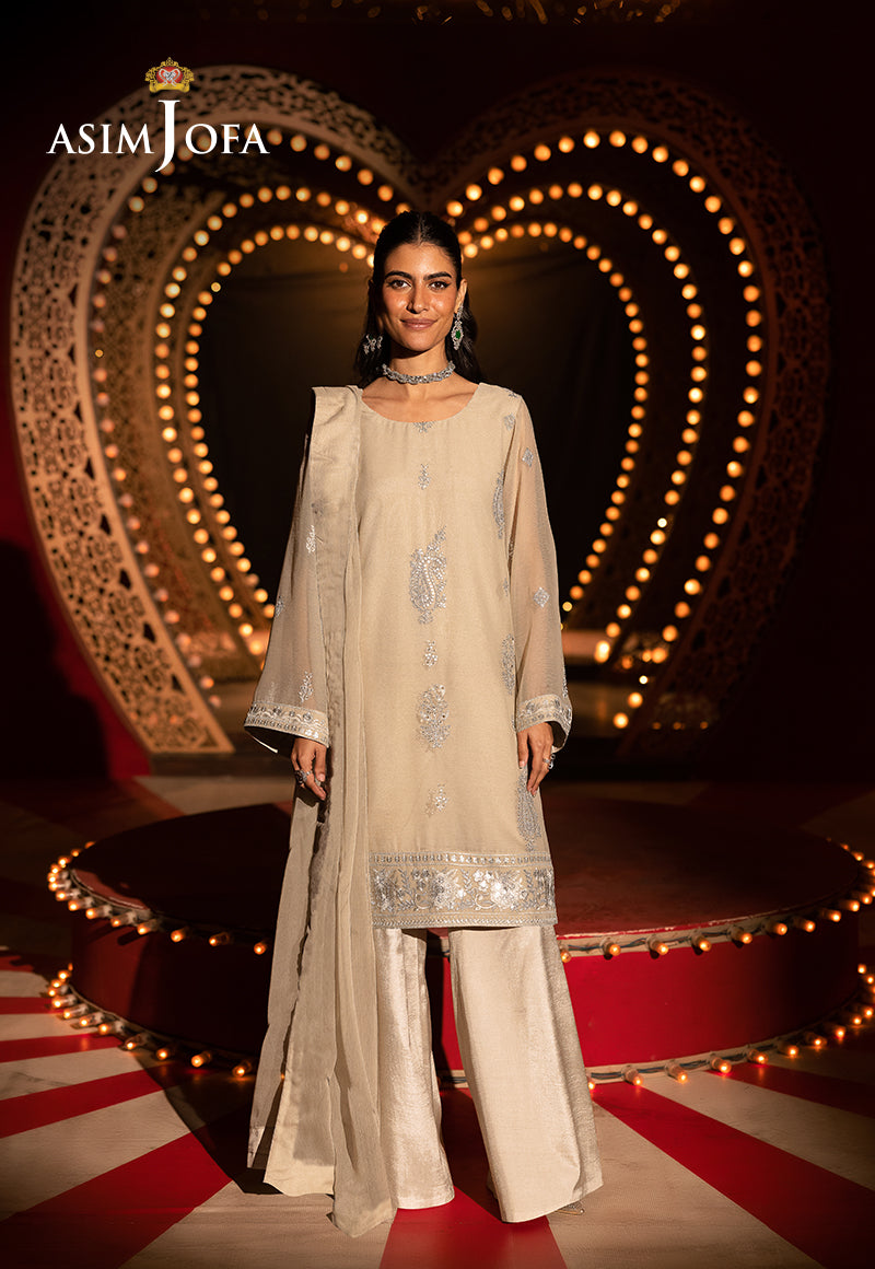 AJLFB-09 EMBROIDERED CHIFFON STITCHED 3 PCS