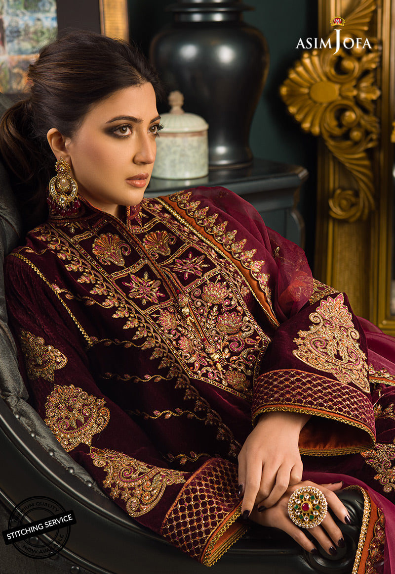 AJMRD-04 EMBROIDERED VELVET STITCHED 1 PC