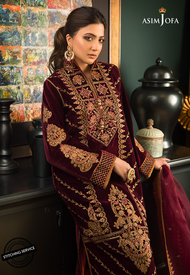 AJMRD-04 EMBROIDERED VELVET STITCHED 1 PC