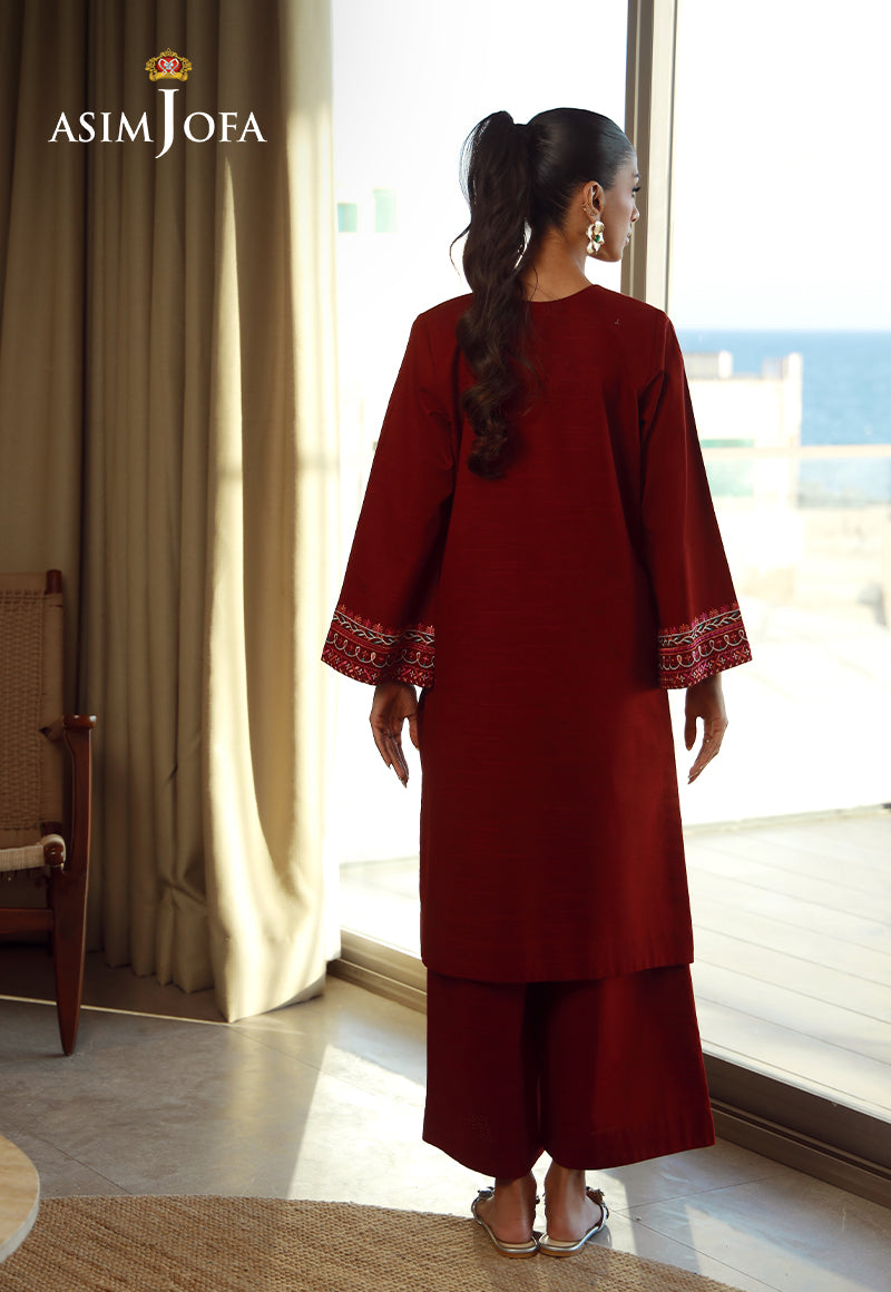 AJPB-136 EMBROIDERED SLUB RIB LAWN STITCHED 2 PCS