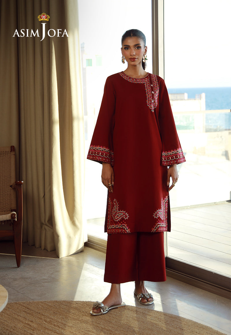 AJPB-136 EMBROIDERED SLUB RIB LAWN STITCHED 2 PCS
