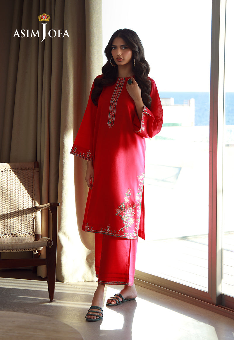 AJPB-139 EMBROIDERED SLUB RIB LAWN STITCHED 2 PCS