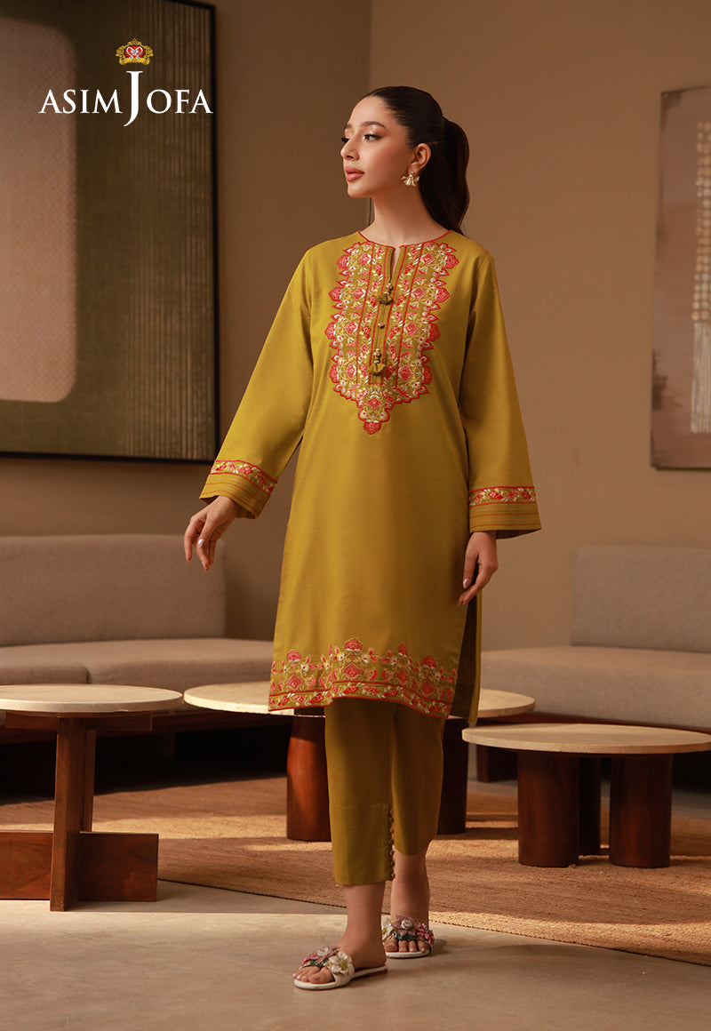 AJPB-146 EMBROIDERED SLUB RIB LAWN STITCHED 2 PCS