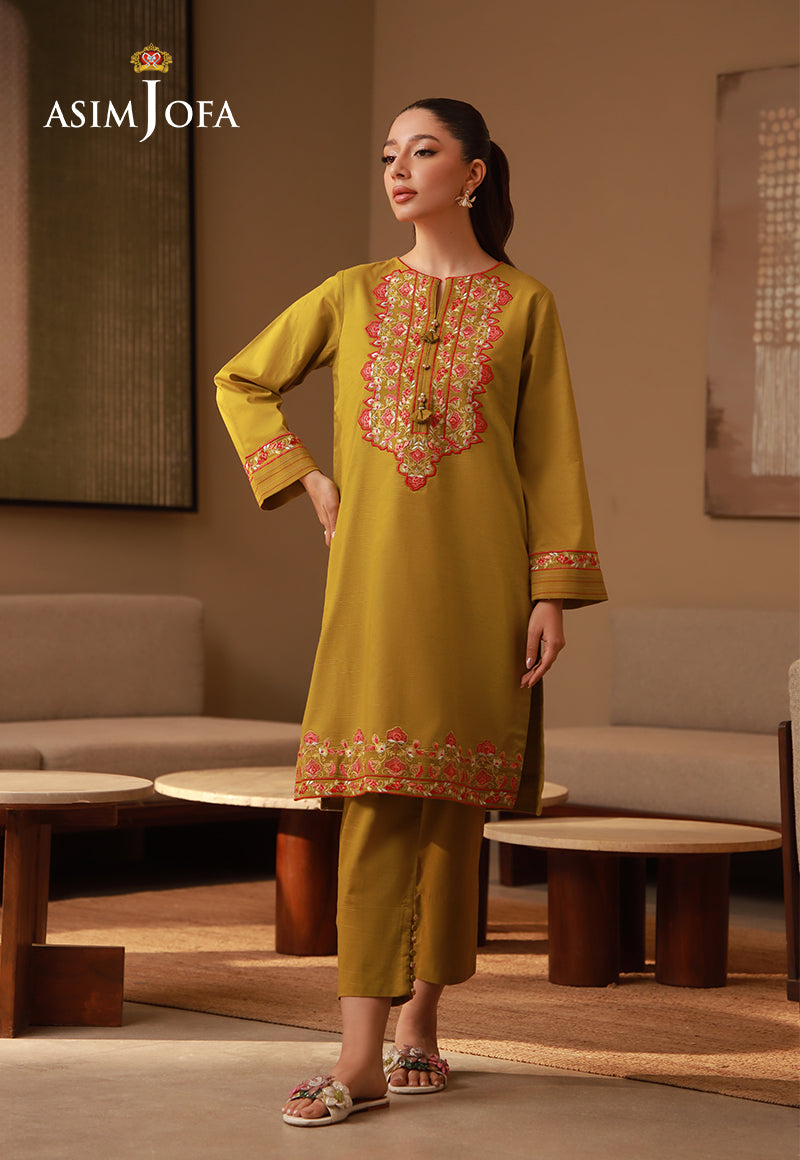 AJPB-146 EMBROIDERED SLUB RIB LAWN STITCHED 2 PCS