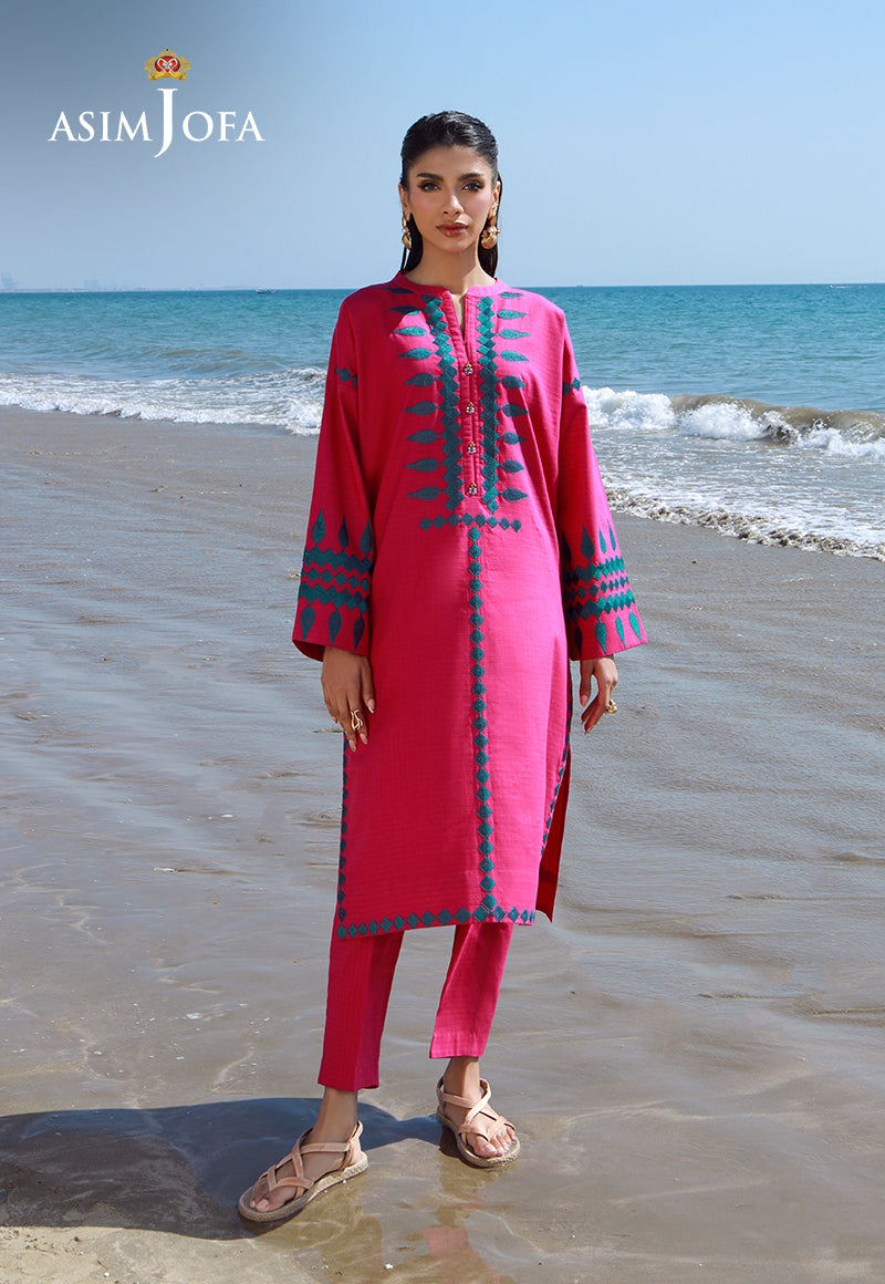 AJPB-148 EMBROIDERED LAWN CHECK STITCHED 2 PCS