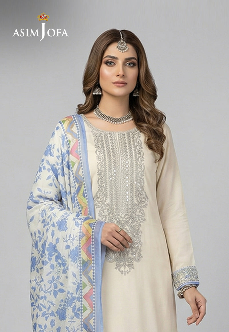 Ajso-121 Unstitched 3 Pcs Shirt Dupatta Trouser