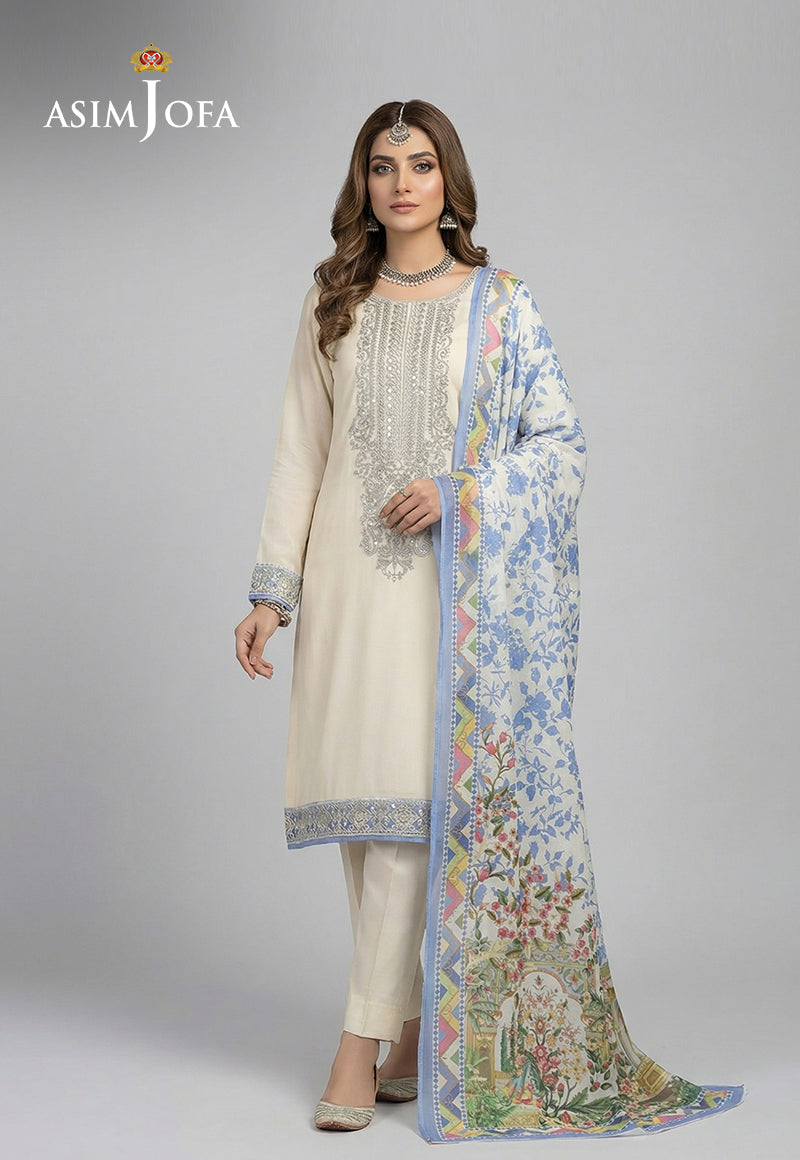 Ajso-121 Unstitched 3 Pcs Shirt Dupatta Trouser
