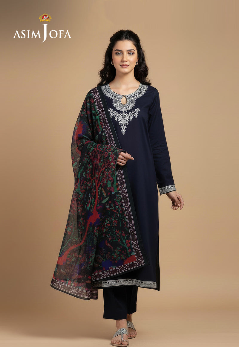 Ajso-122 Unstitched 3 Pcs Shirt Dupatta Trouser