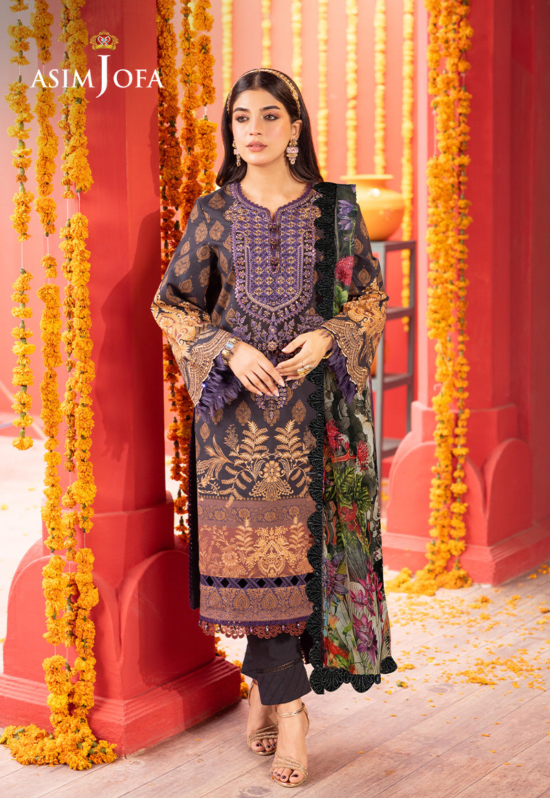 Ajso-154 Unstitched 3 Pcs Shirt Dupatta Trouser
