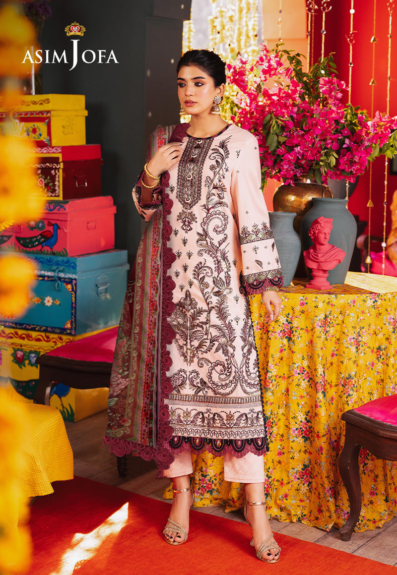 Ajso-170 Unstitched 3 Pcs Shirt Dupatta Trouser