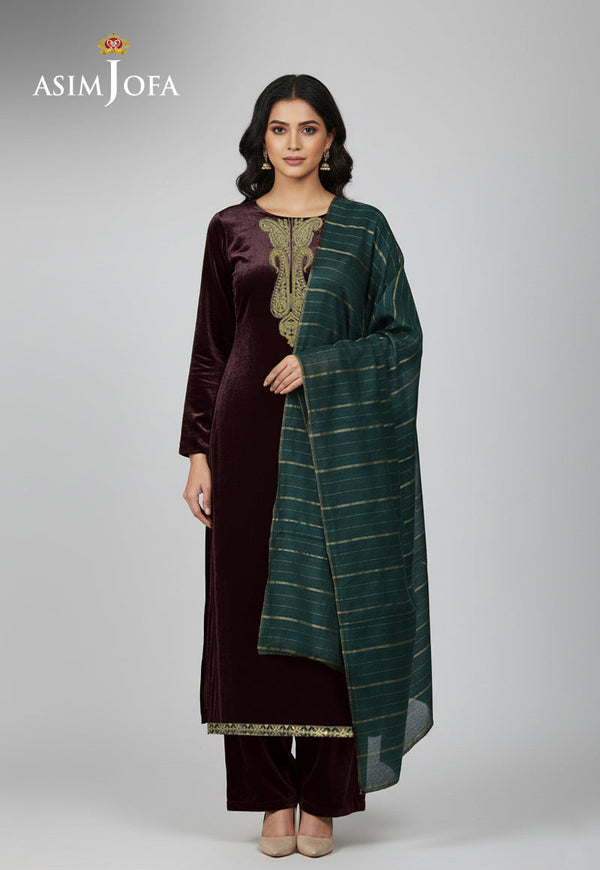 Ajso-183 Unstitched 3 Pcs Shirt Dupatta Trouser