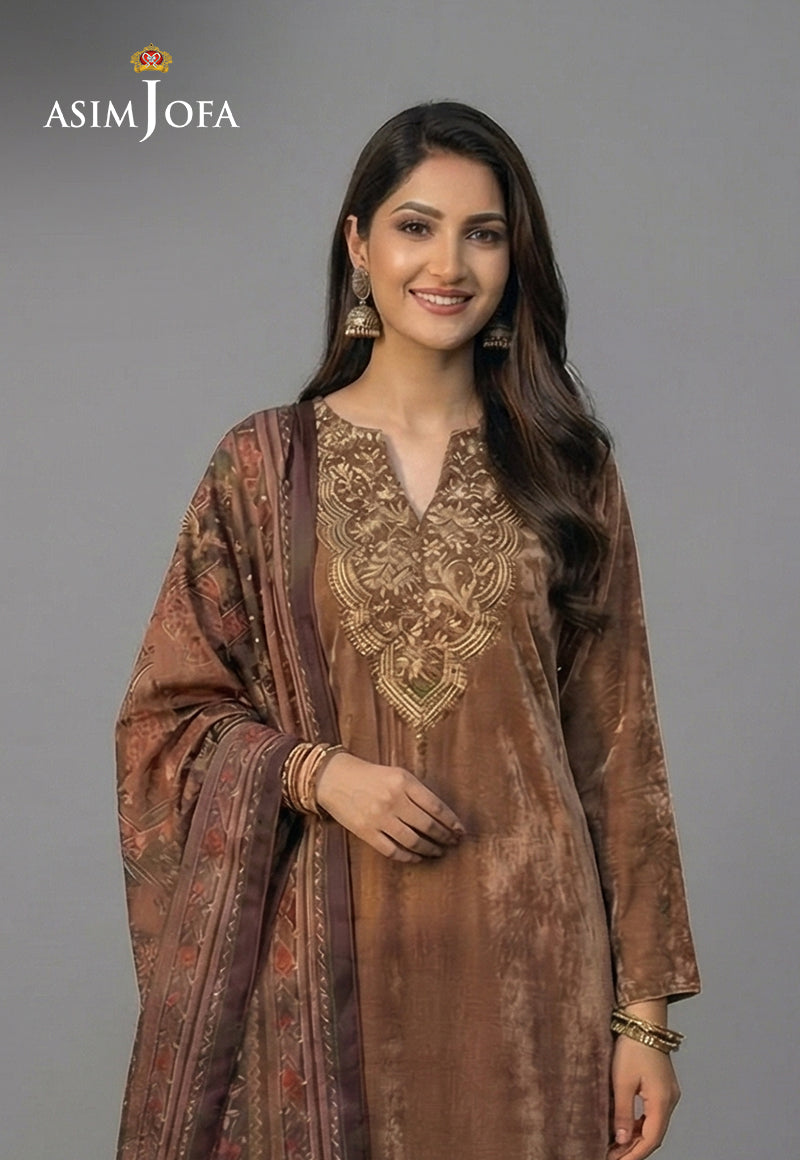 Ajso-204 Unstitched 3 Pcs Shirt Dupatta Trouser