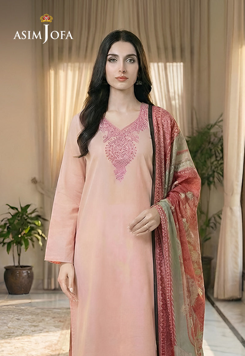 Ajso-218 Unstitched 3 Pcs Shirt Dupatta Trouser