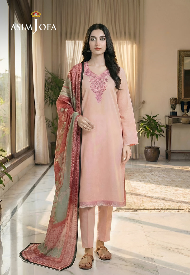 Ajso-218 Unstitched 3 Pcs Shirt Dupatta Trouser