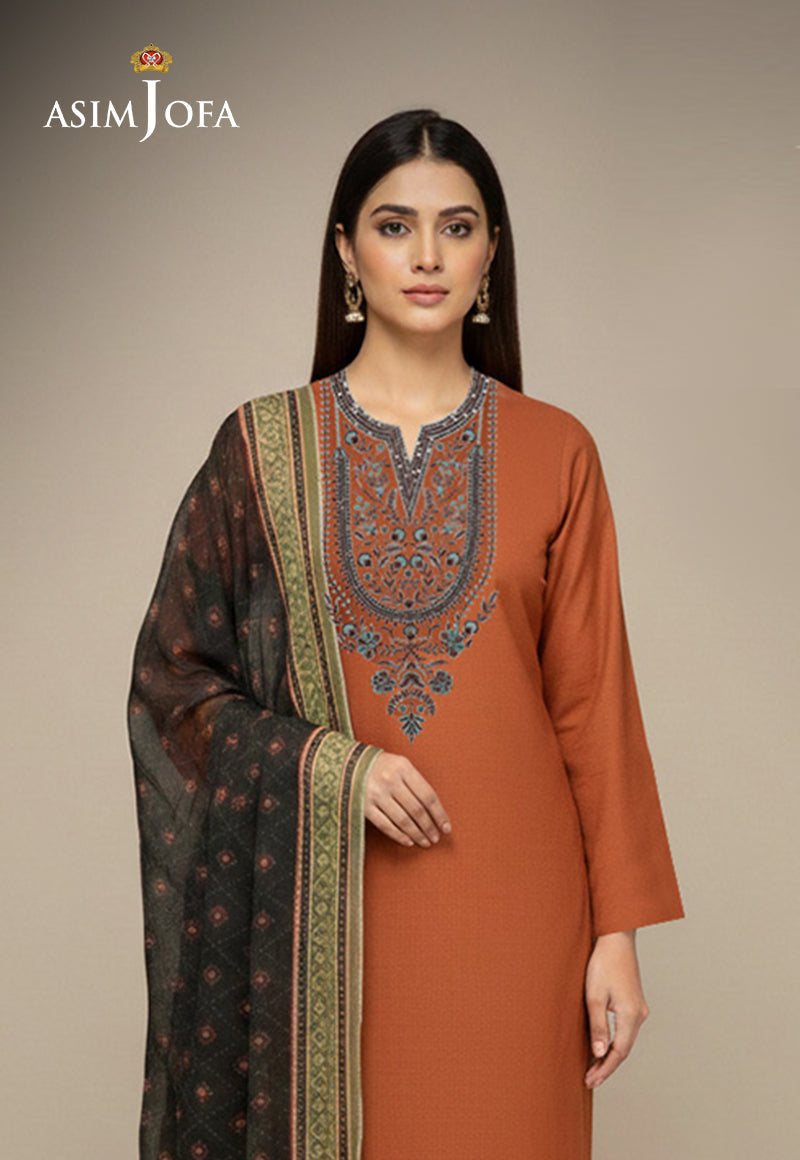 AJSO-308 Unstitched 3 Pcs Shirt Dupatta Trouser
