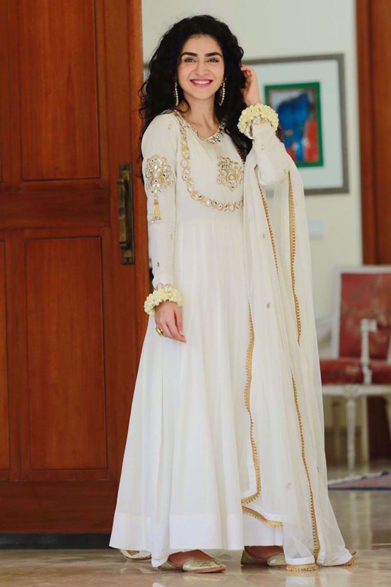 MORNING GLORY - Pearl White Kalidaar and Dupatta With Pants