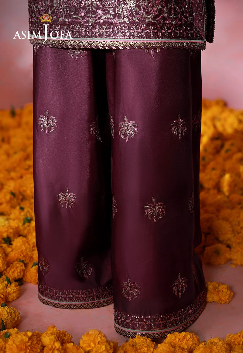 AJULFID-03 Embroidered Charmeuse Silk Stitched 3 Pcs